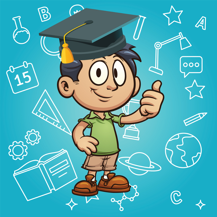 cartoon boy in grad cap